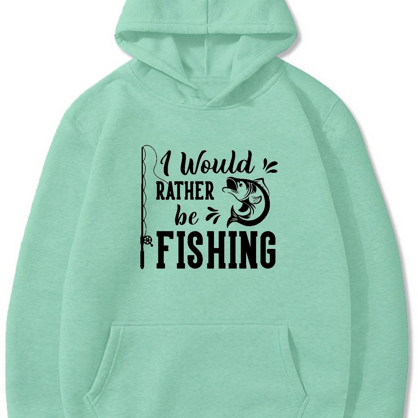 Fish Pattern And Letter Print Hoodie, Cool Hoodies For Men, Men's Casual Graphic Design Pullover Hooded Sweatshirt With Kangaroo Pocket Streetwear For Winter Fall, As Gifts