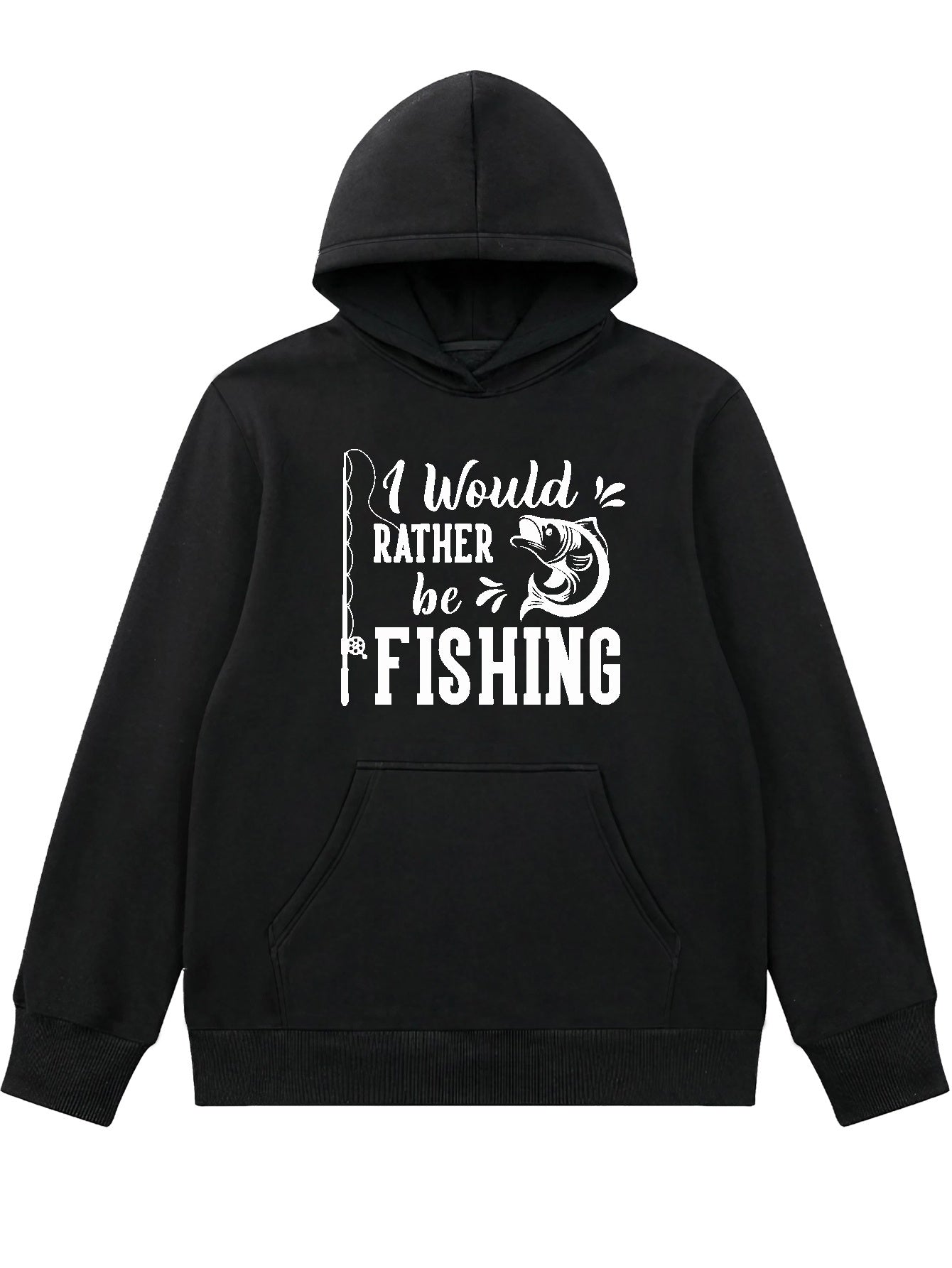 Fish Pattern And Letter Print Hoodie, Cool Hoodies For Men, Men's Casual Graphic Design Pullover Hooded Sweatshirt With Kangaroo Pocket Streetwear For Winter Fall, As Gifts