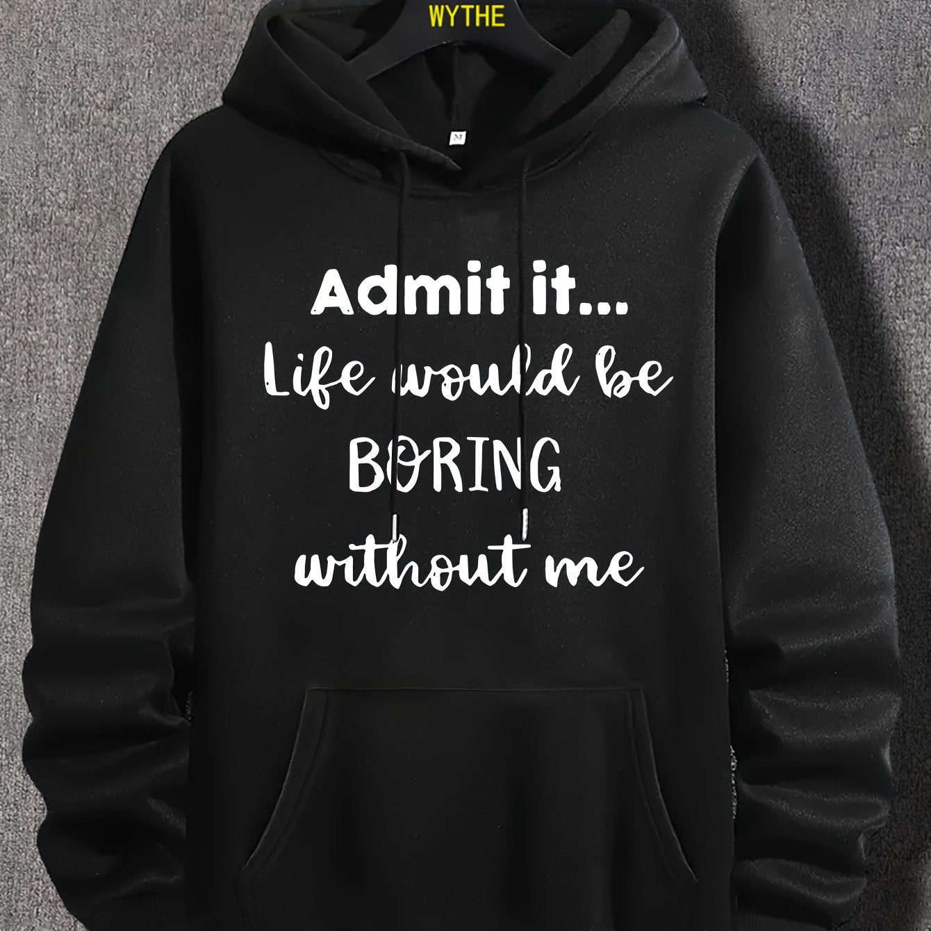 Funny Admit It Print Hoodie, Cool Novel Hoodies For Men, Men's Casual Graphic Design Pullover Hooded Sweatshirt With Kangaroo Pocket Streetwear For Winter Fall, As Gifts
